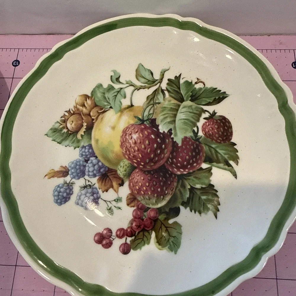 Rochard Limoges Dessert/salad Plates Fruit Design made in France Signed set of 4